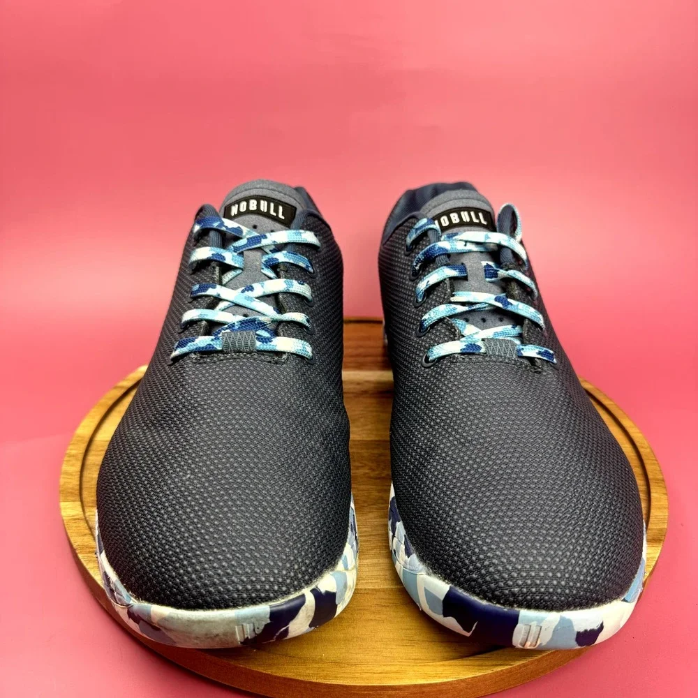 NOBULL Black Athletic Shoes with Blue Camouflage Sole